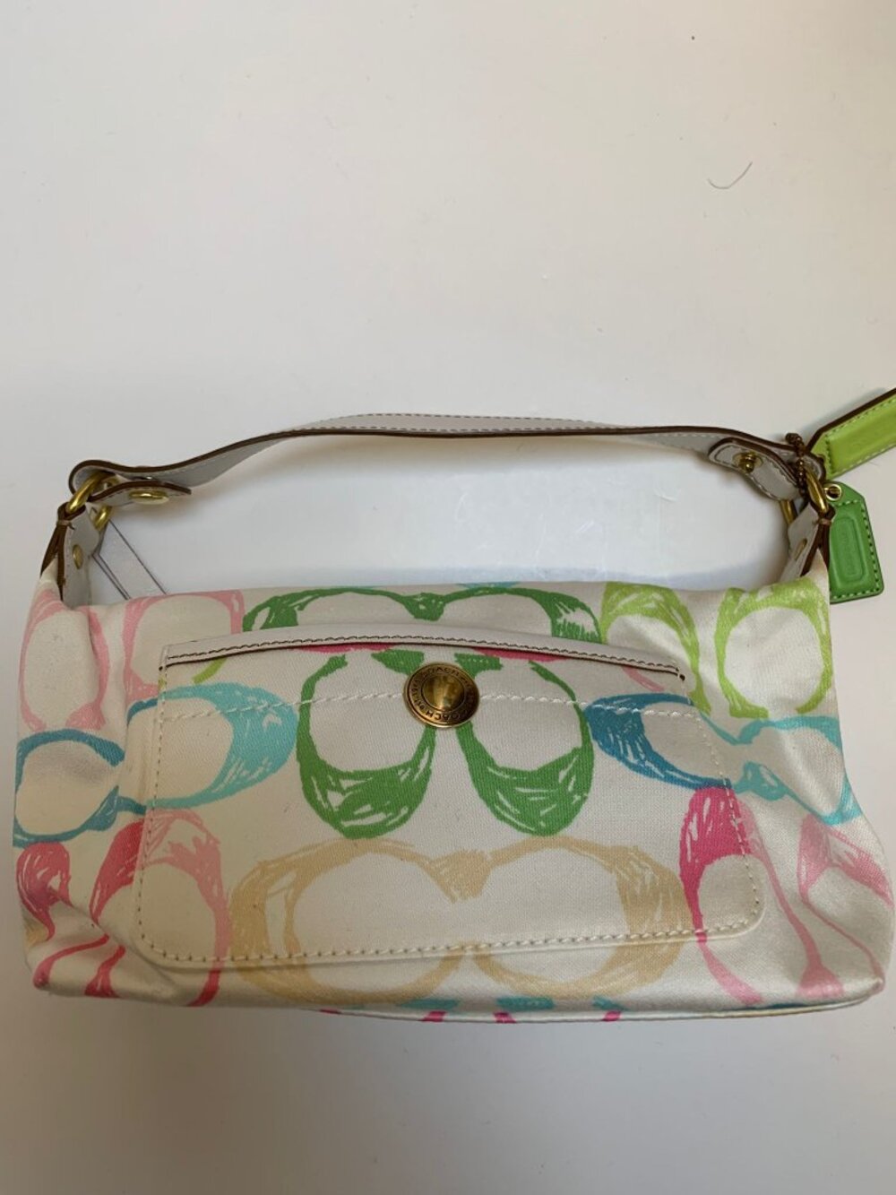 Brand New Without Tags Vintage Coach Fabric and Leather Trim Pouch